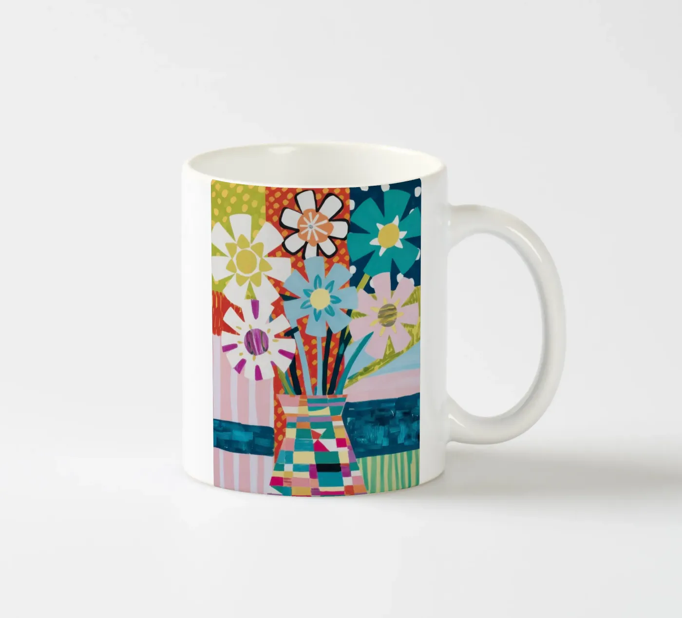 Patchwork Vase Bouquet ceramic mug by Obs Canvas