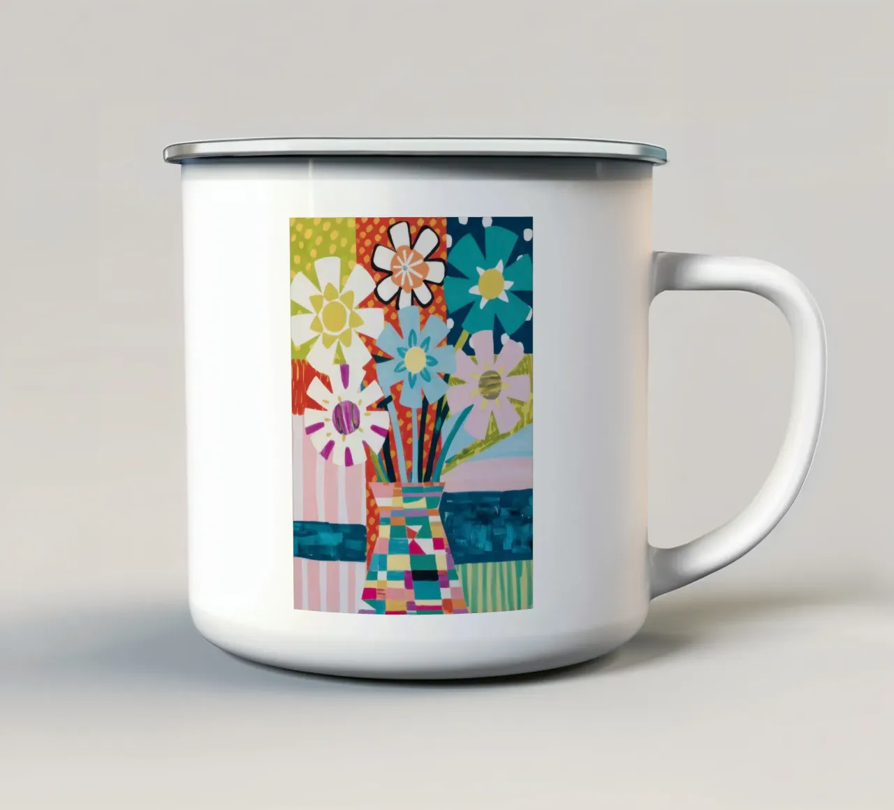 Bouquet di vasi patchwork tazza in smalto da Obs Canvas