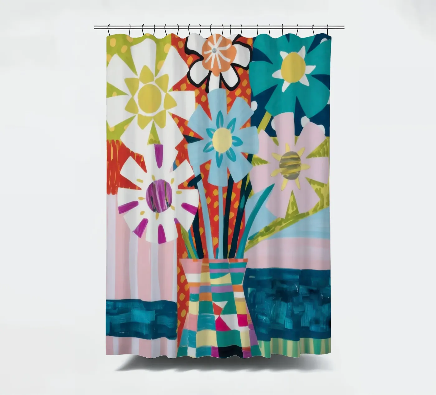 Patchwork vaasboeket douchegordijn van Obs Canvas