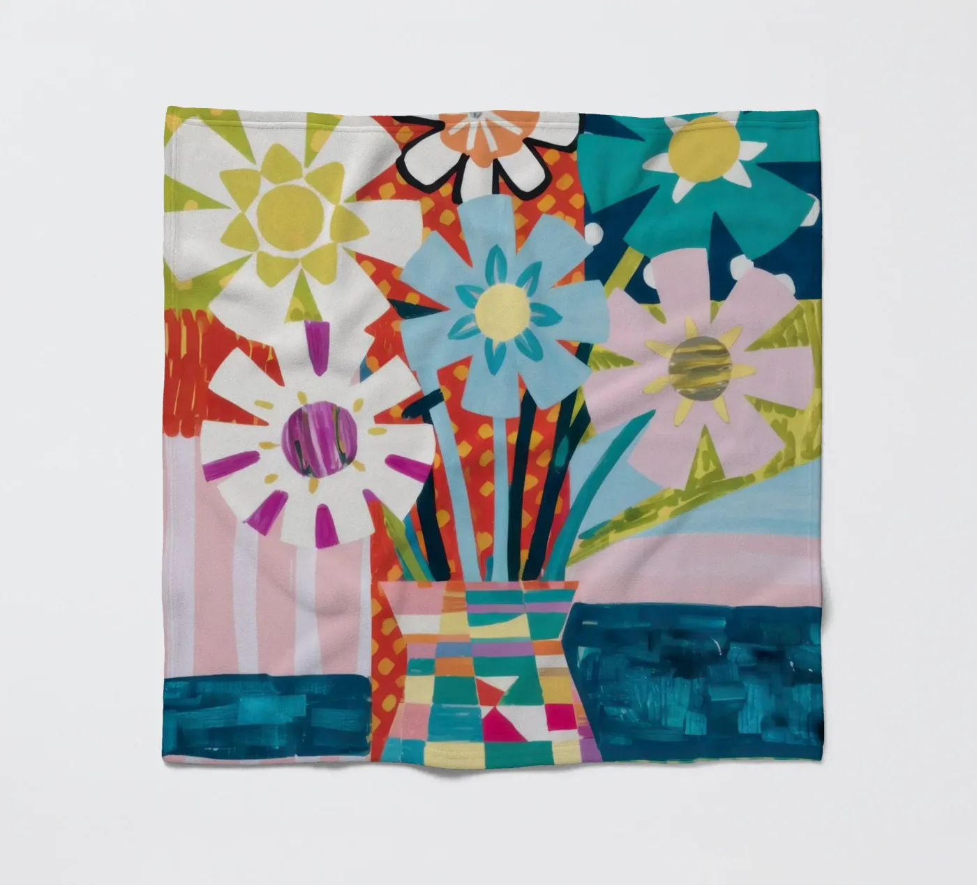 Patchwork Vase Bouquet Fleecedecke von Obs Canvas