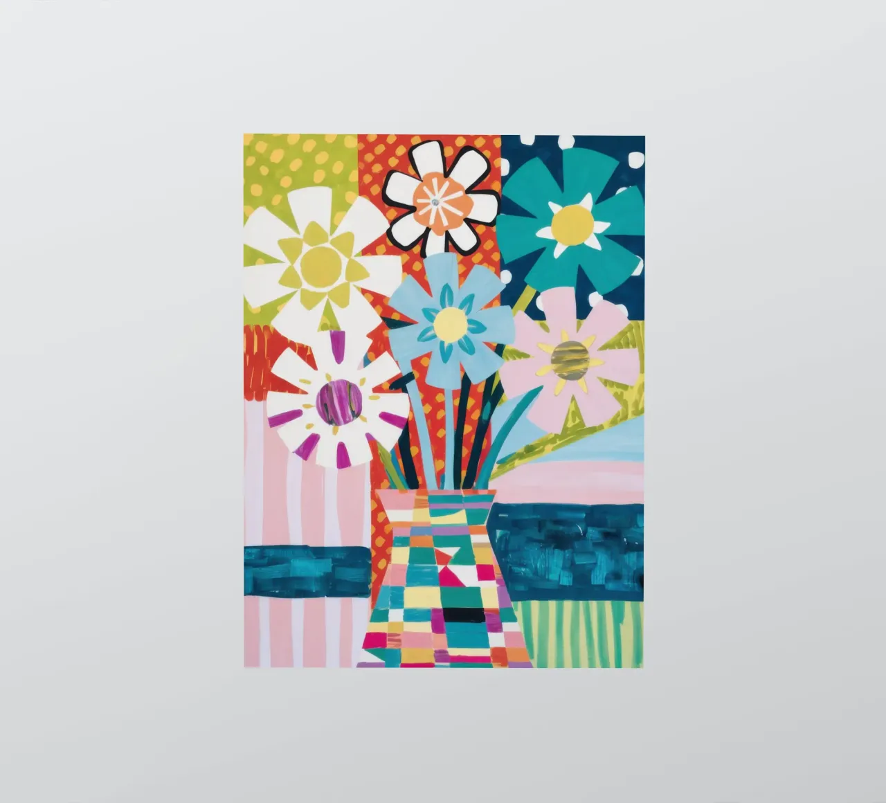 Patchwork vaasboeket sticker van Obs Canvas