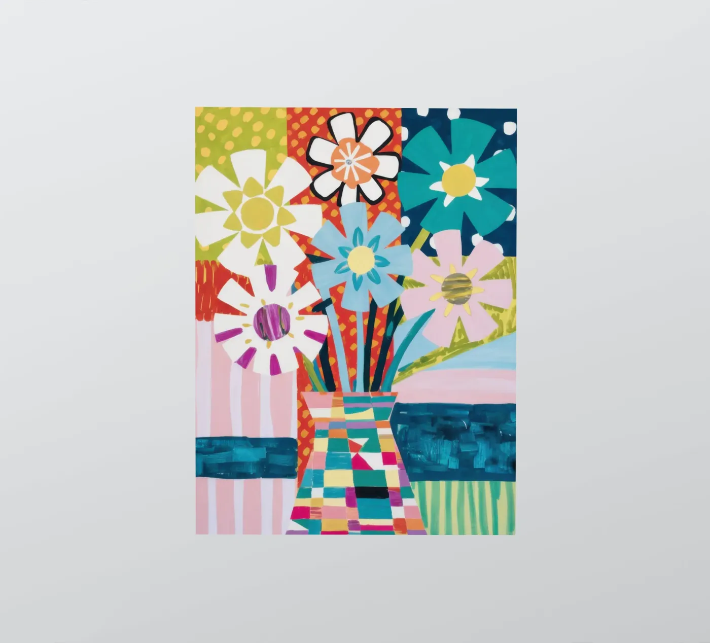 Patchwork Vase Bouquet sticker van Obs Canvas