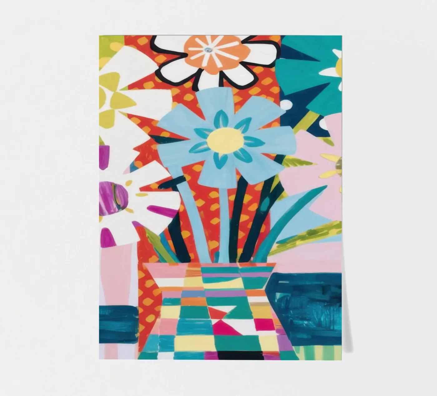 Patchwork vaasboeket stickervel van Obs Canvas