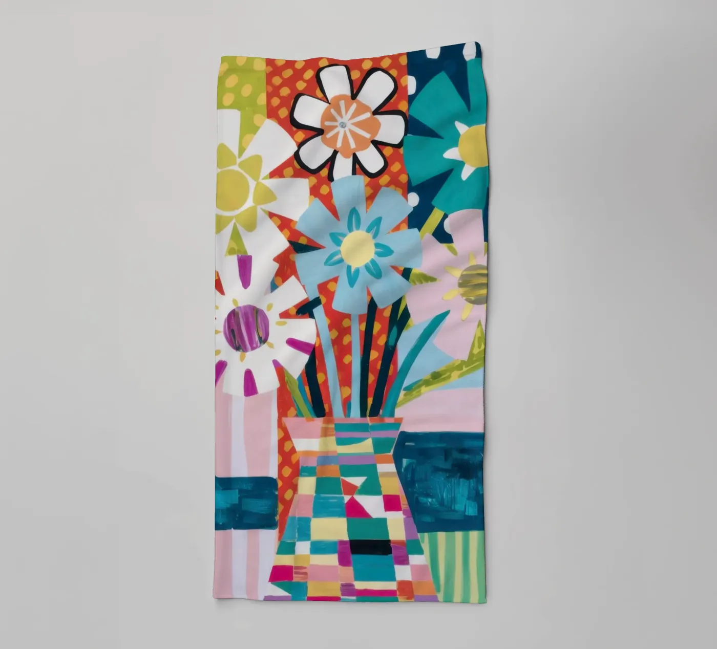 Patchwork Vase Bouquet badhanddoek van Obs Canvas
