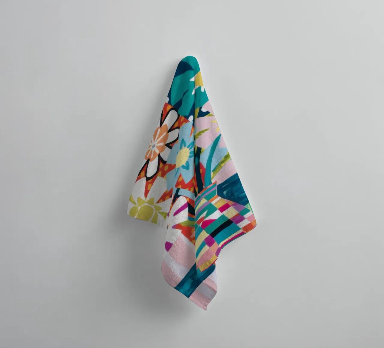 Patchwork vaasboeket badhanddoek van Obs Canvas