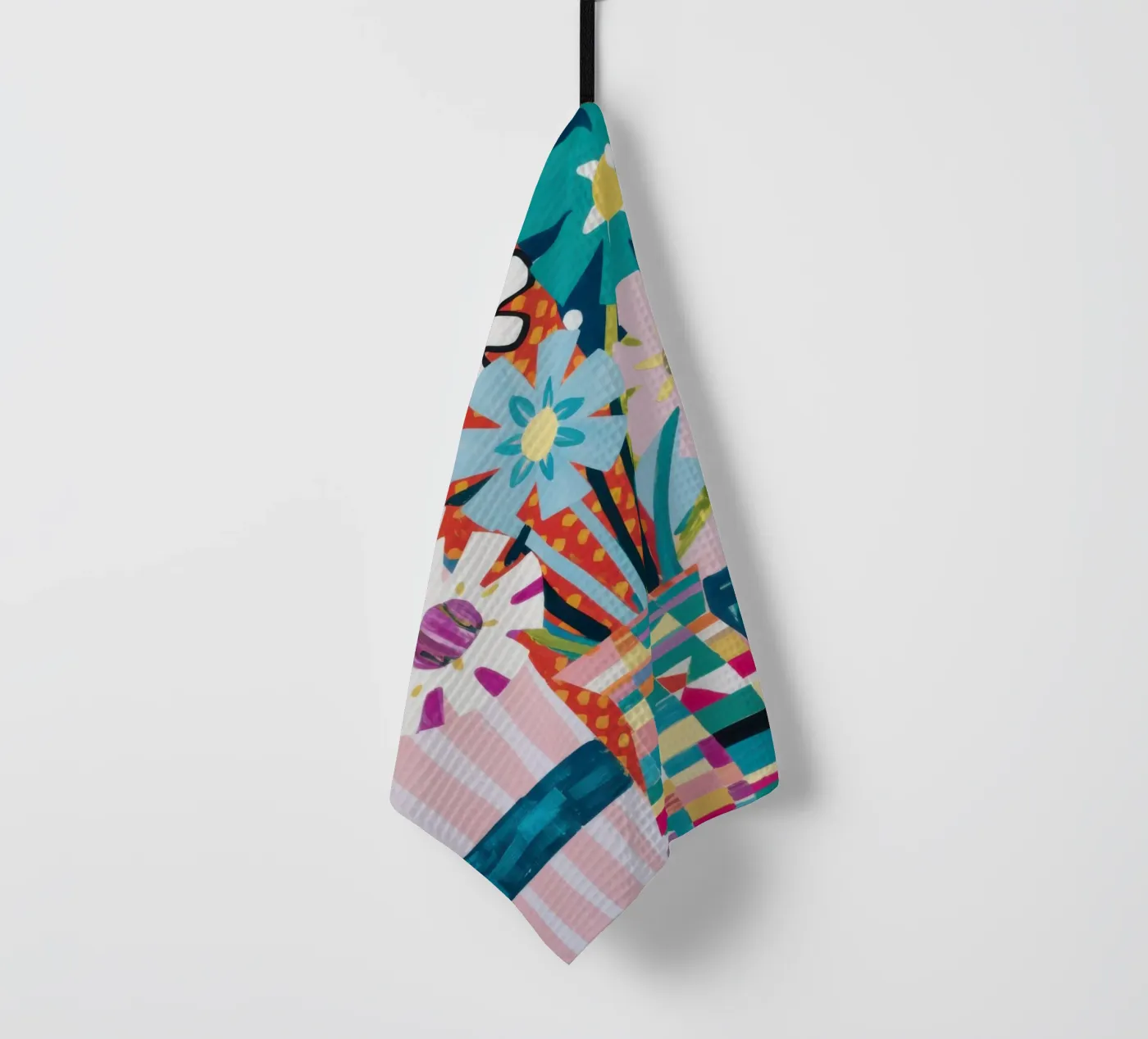 Patchwork vaasboeket theedoek van Obs Canvas