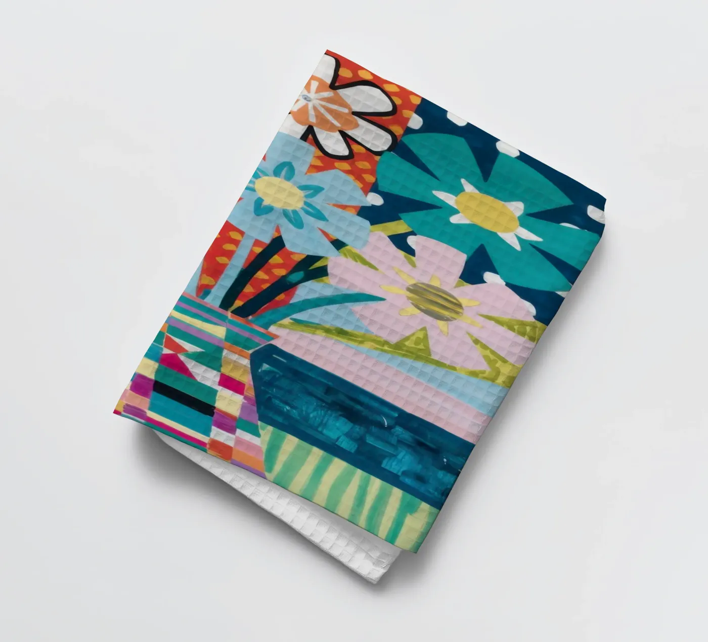 Patchwork Vase Bouquet tea towel by Obs Canvas