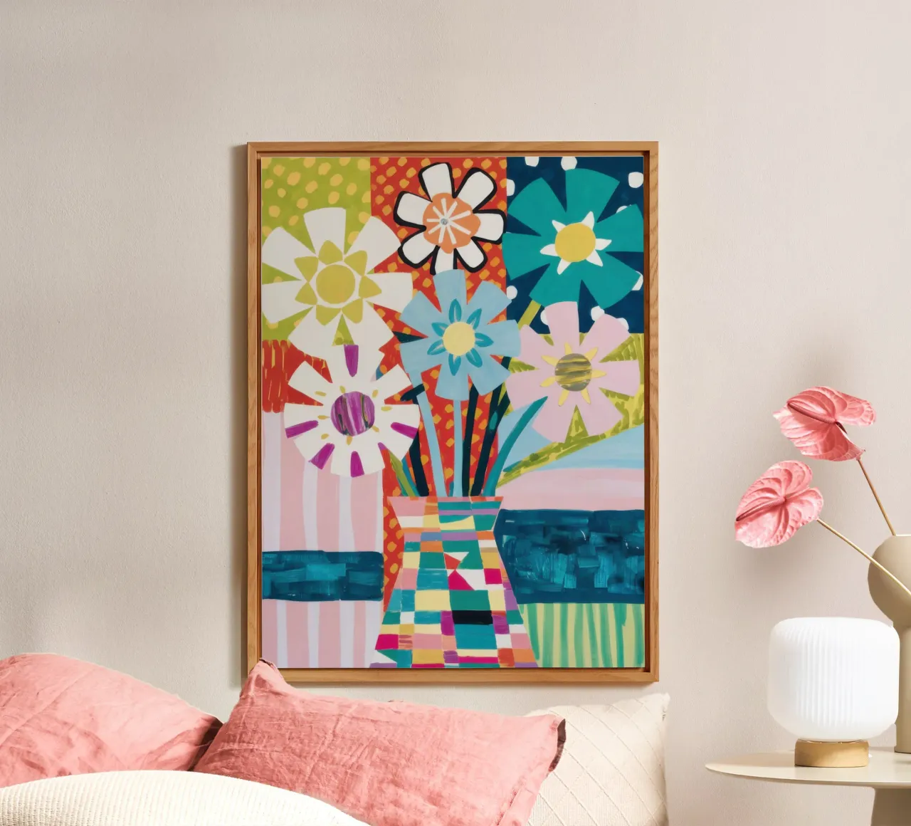 Patchwork vaasboeket forex-plaat van Obs Canvas