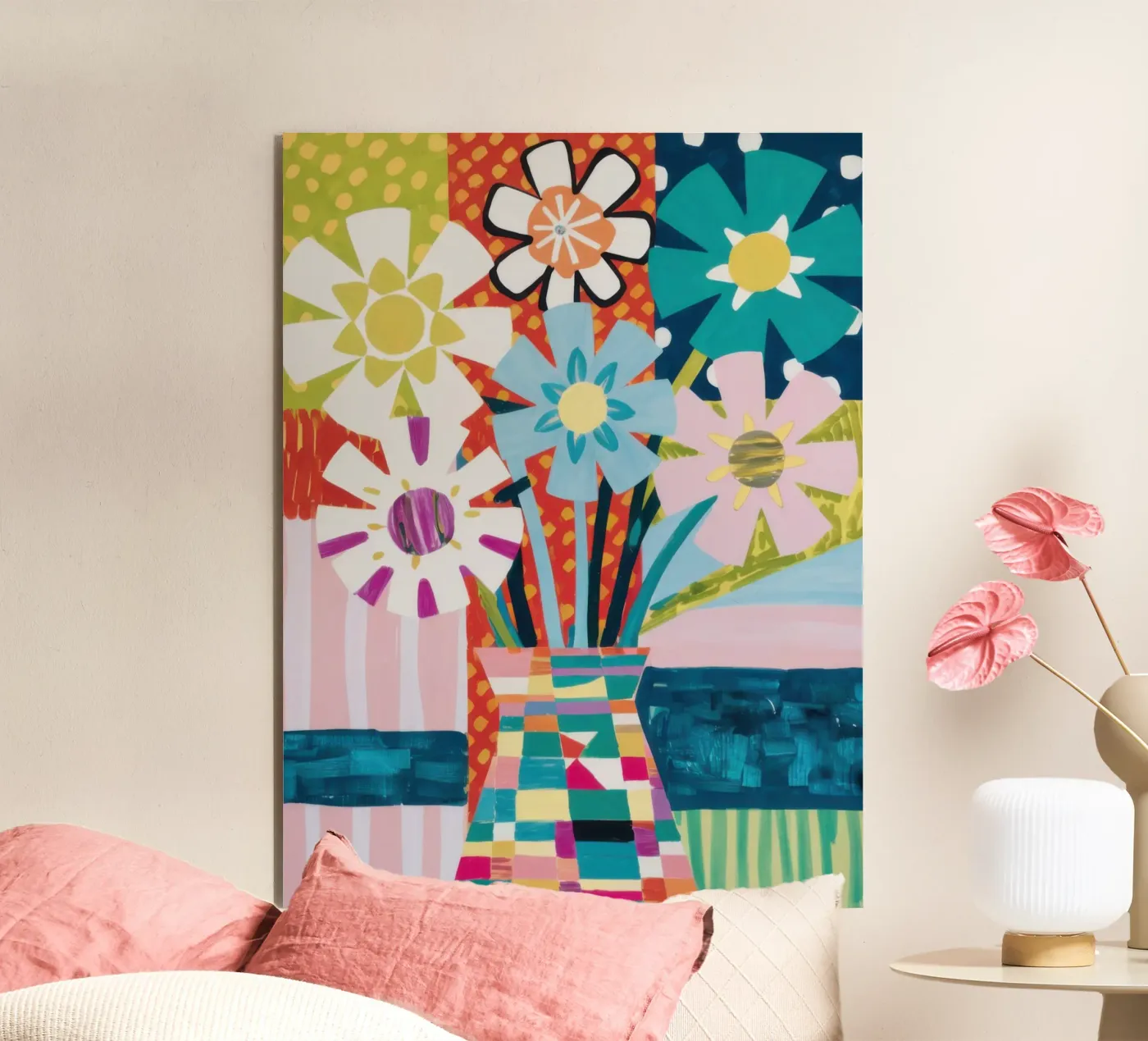 Patchwork Vase Bouquet forex plate by Obs Canvas