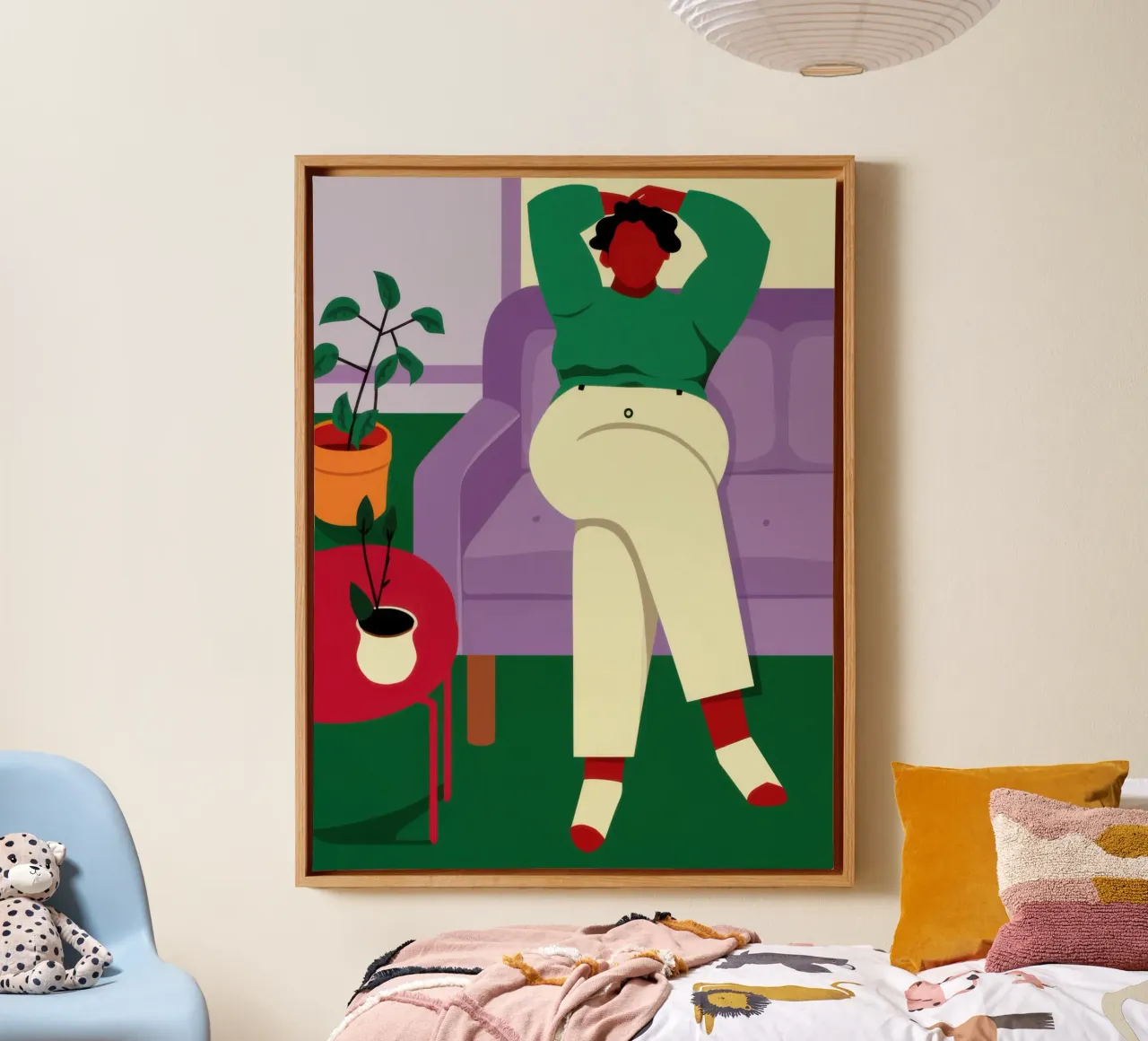Sofa Relaxation Mode canvas with Floater frame by Lunar Valentina
