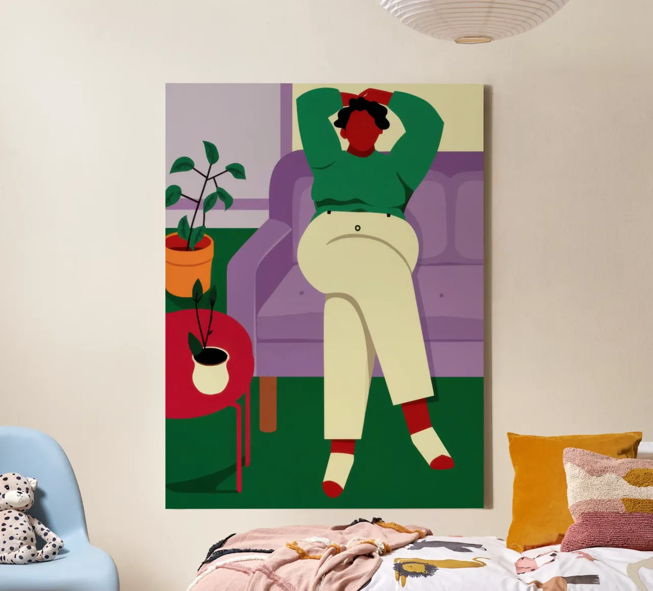 Sofa Relaxation Mode canvas with Floater frame by Lunar Valentina