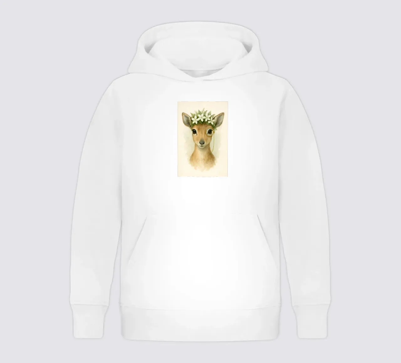Forest Grace: Deer with Blossoms kids hoodie by Graceful Desine