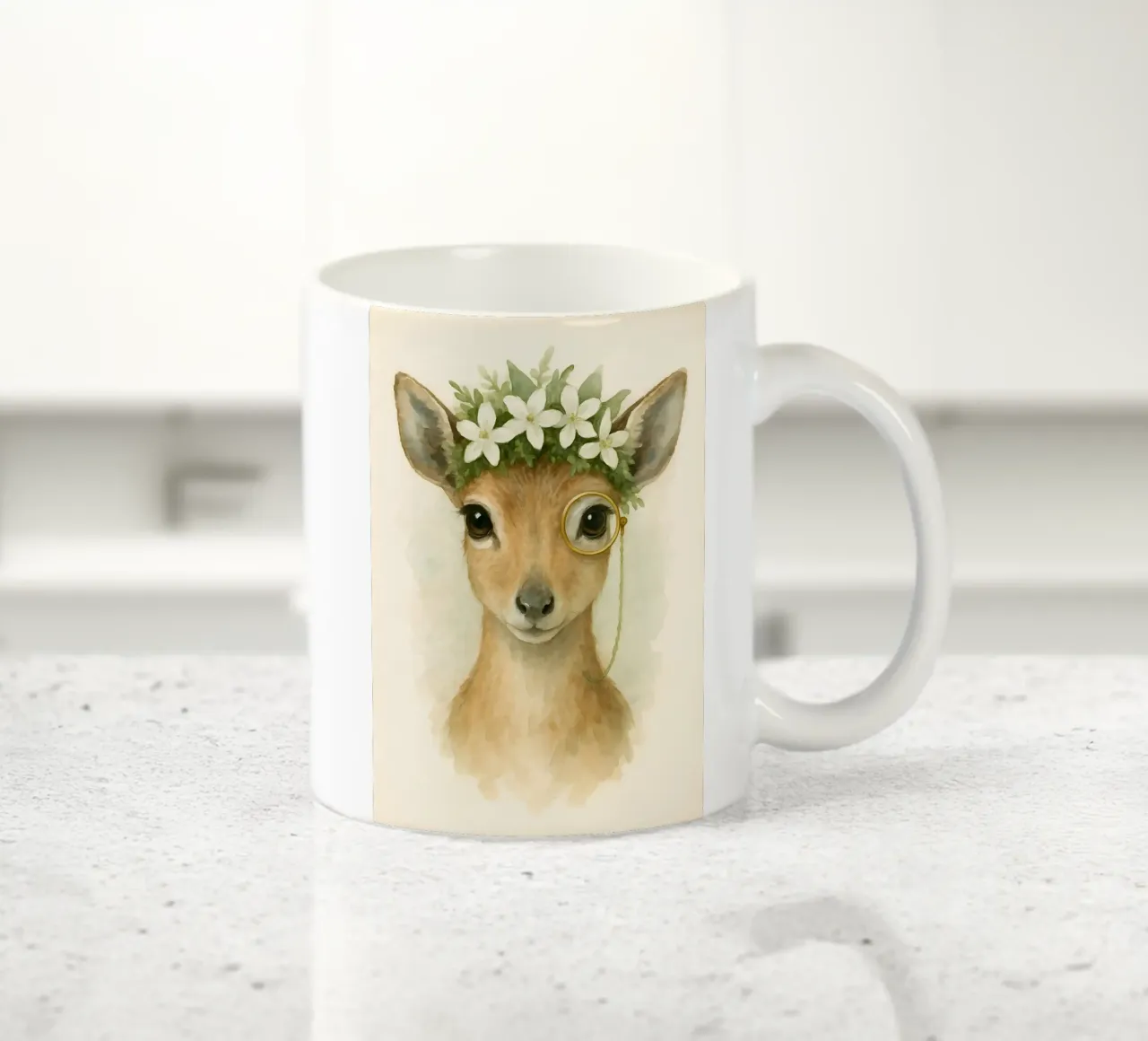 Grazia della foresta: Cervo con fiori tazza in ceramica da Graceful Desine