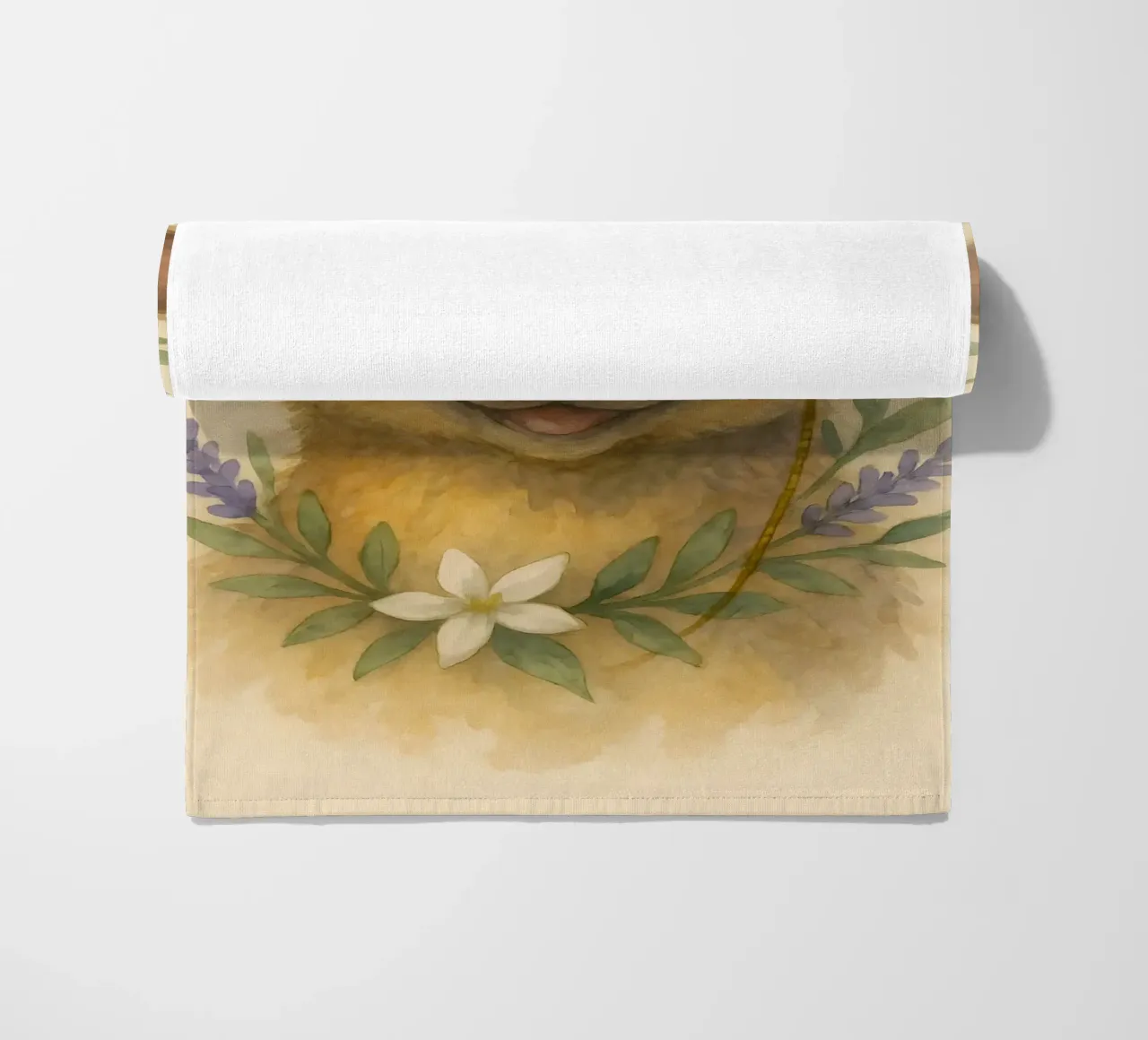 Lavender Whimsy: The Smiling Kinkajou beach towel by Graceful Desine
