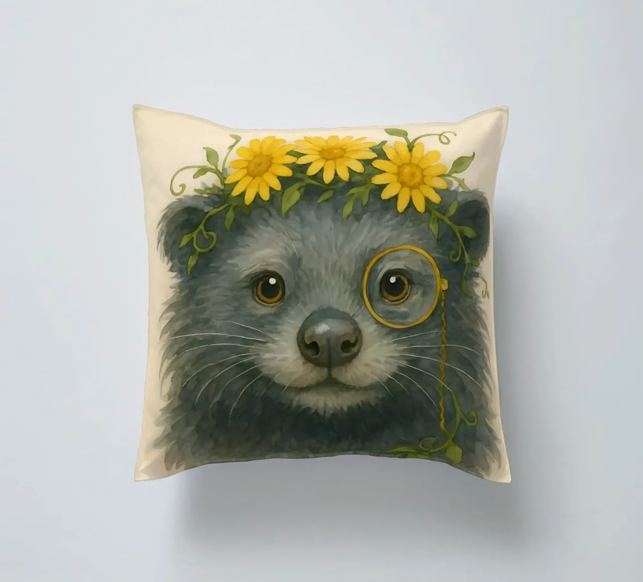 Daisy Dandy: The Wise Binturong decorative cushion by Graceful Desine