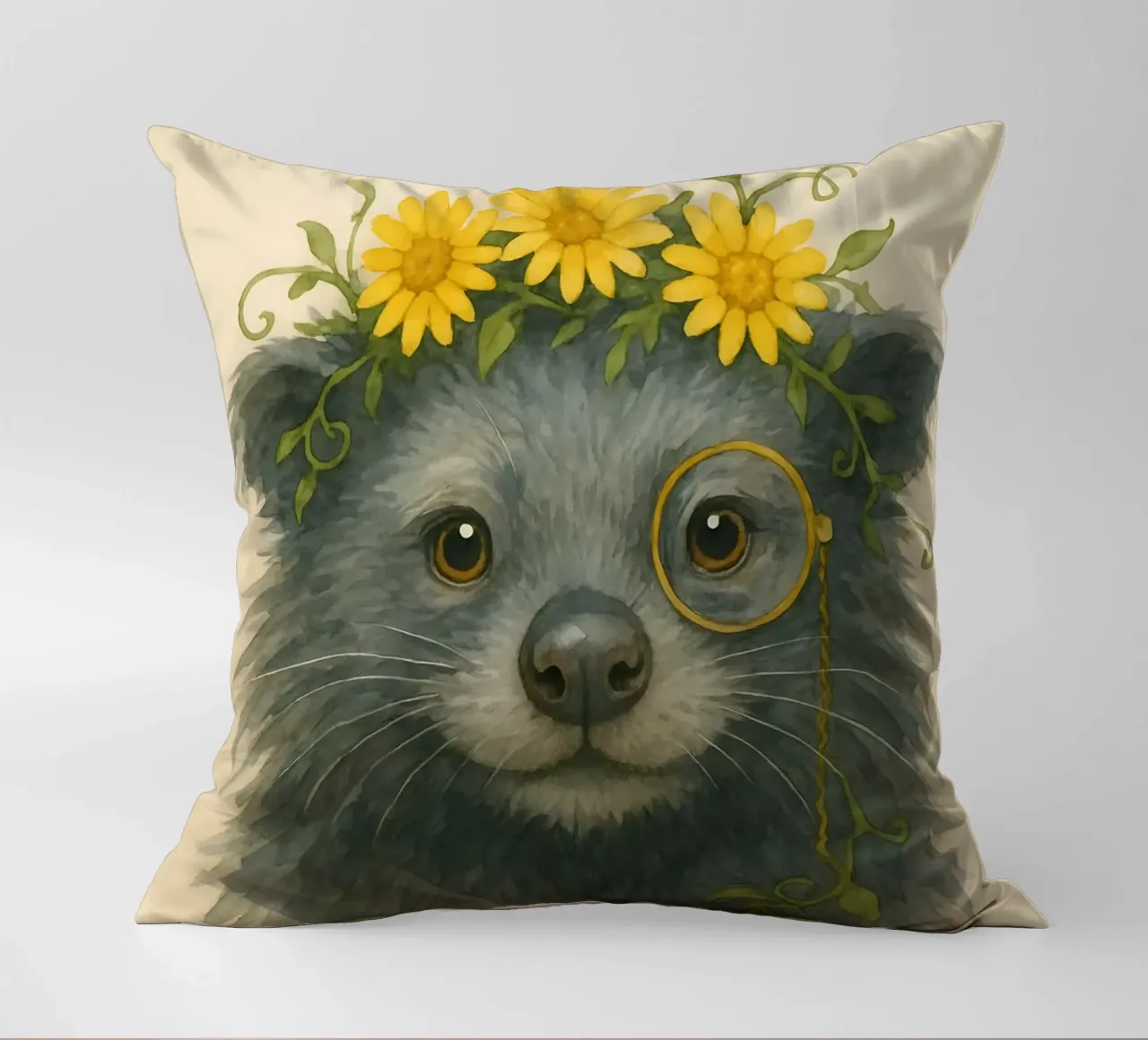 Daisy Dandy: The Wise Binturong decorative cushion by Graceful Desine