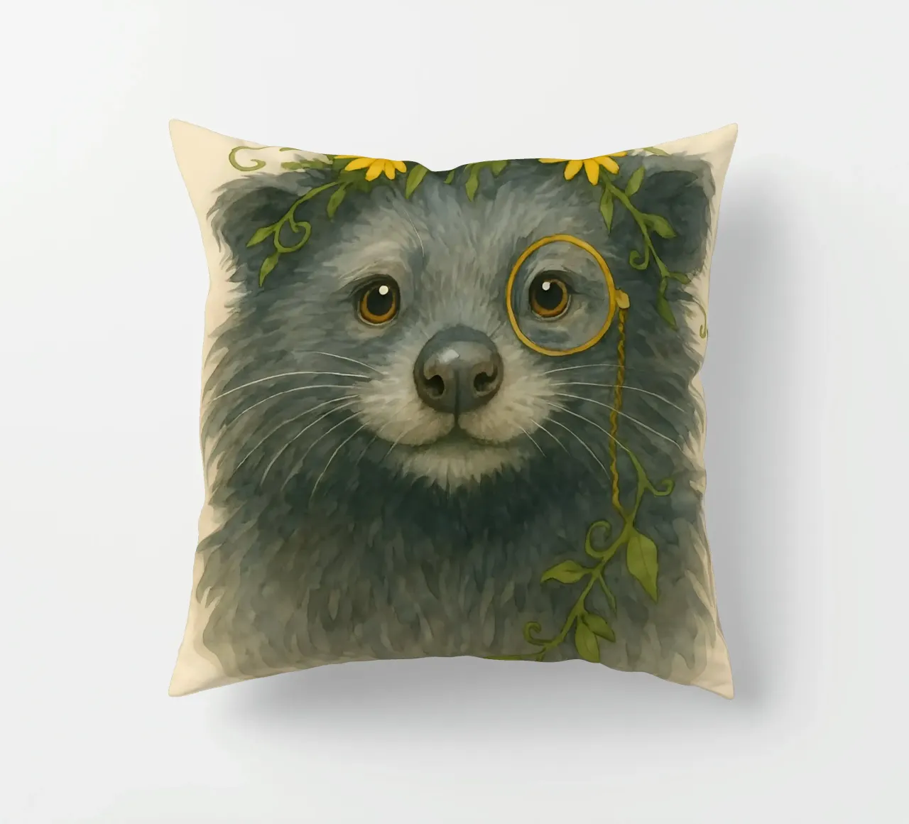 Daisy Dandy: The Wise Binturong decorative cushion by Graceful Desine