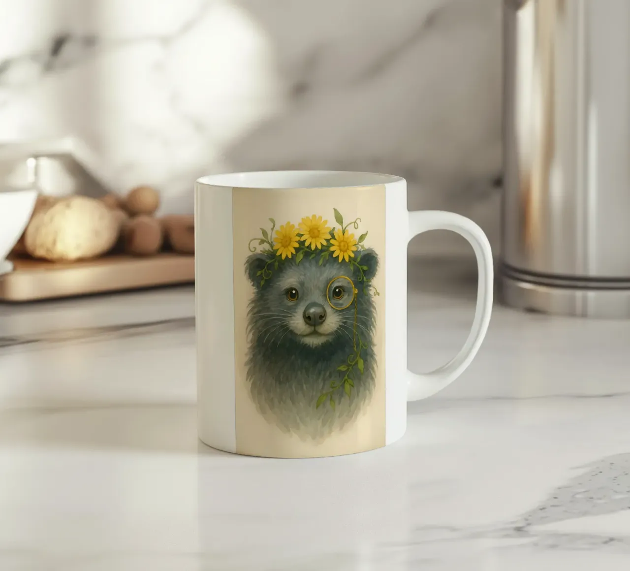 Daisy Dandy: The Wise Binturong ceramic mug by Graceful Desine