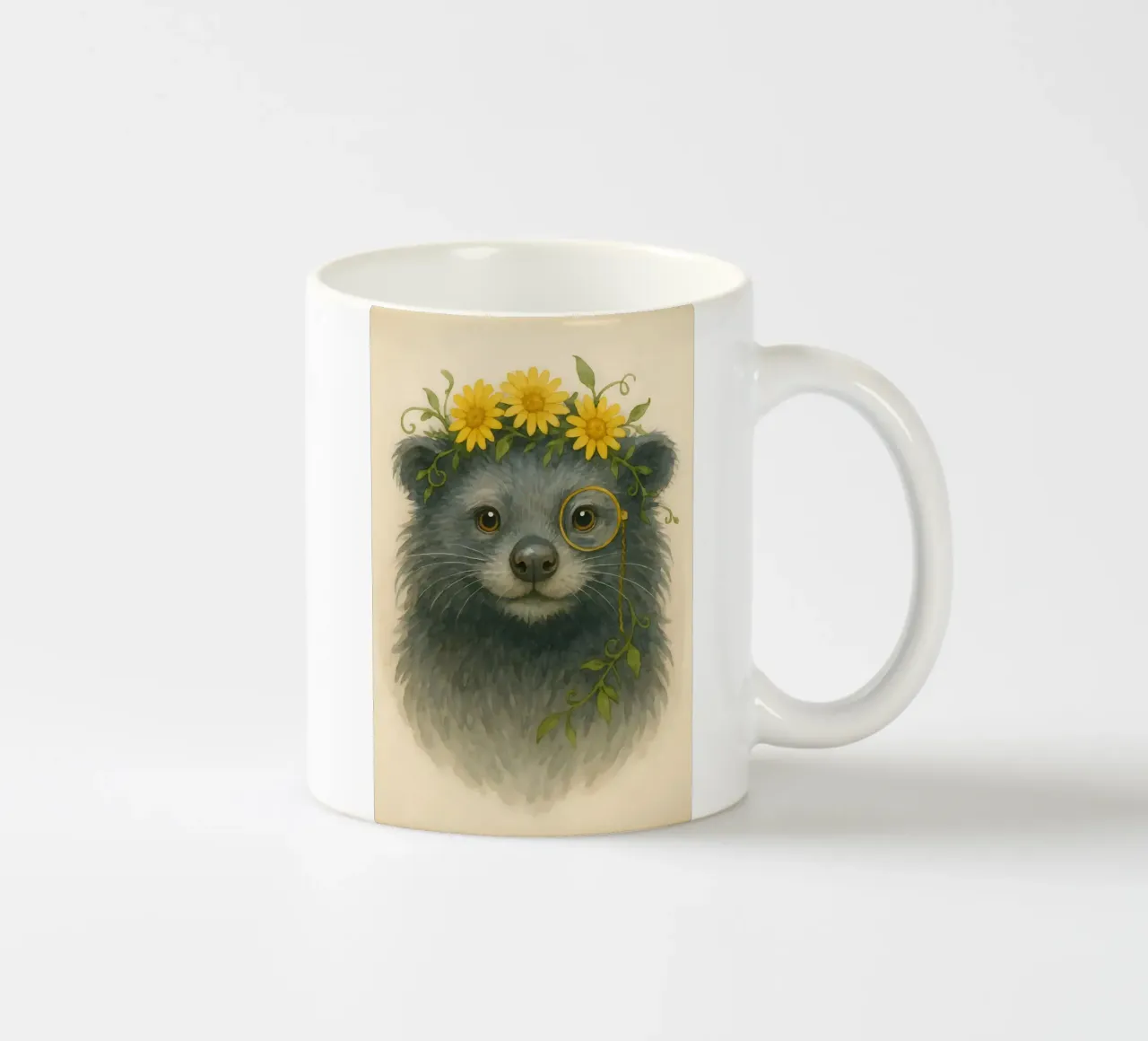 Daisy Dandy: The Wise Binturong ceramic mug by Graceful Desine