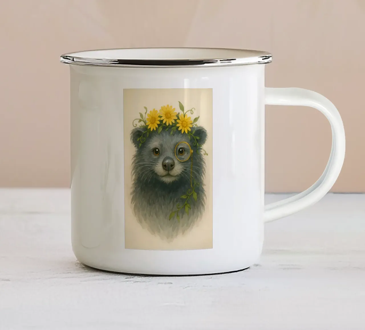 Daisy Dandy: Il saggio binturong tazza in smalto da Graceful Desine