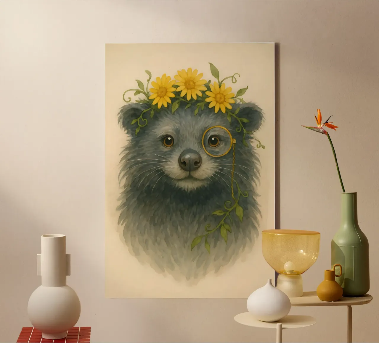 Daisy Dandy: The Wise Binturong canvas by Graceful Desine