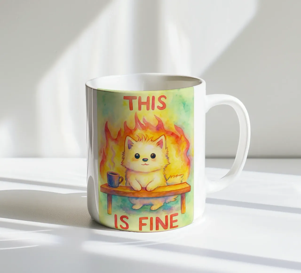 questo è un bel disegno di gatto tazza in ceramica da Botania
