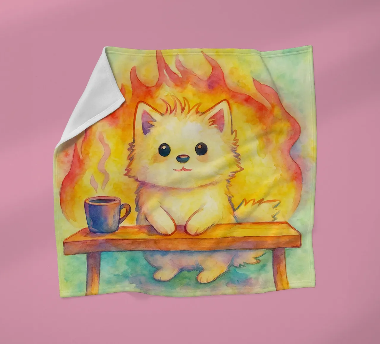 questo è un bel disegno di gatto coperta in pile da Botania