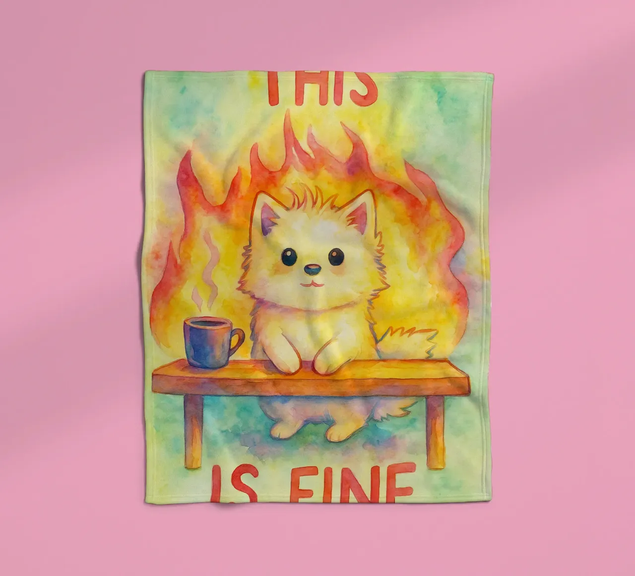 questo è un bel disegno di gatto coperta in pile da Botania