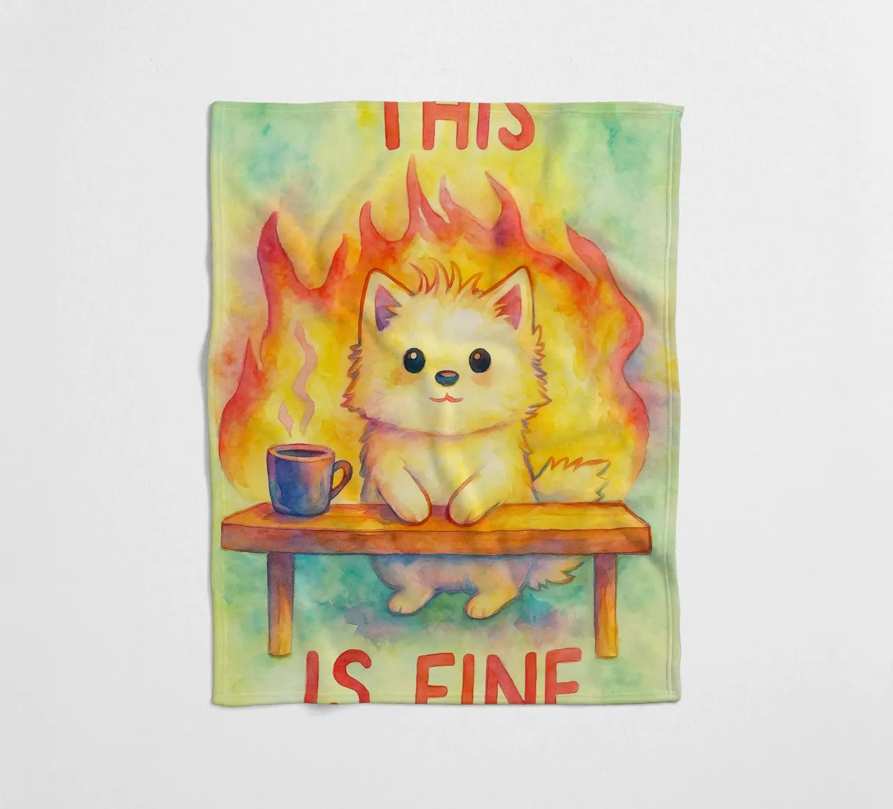 questo è un bel disegno di gatto coperta in pile da Botania