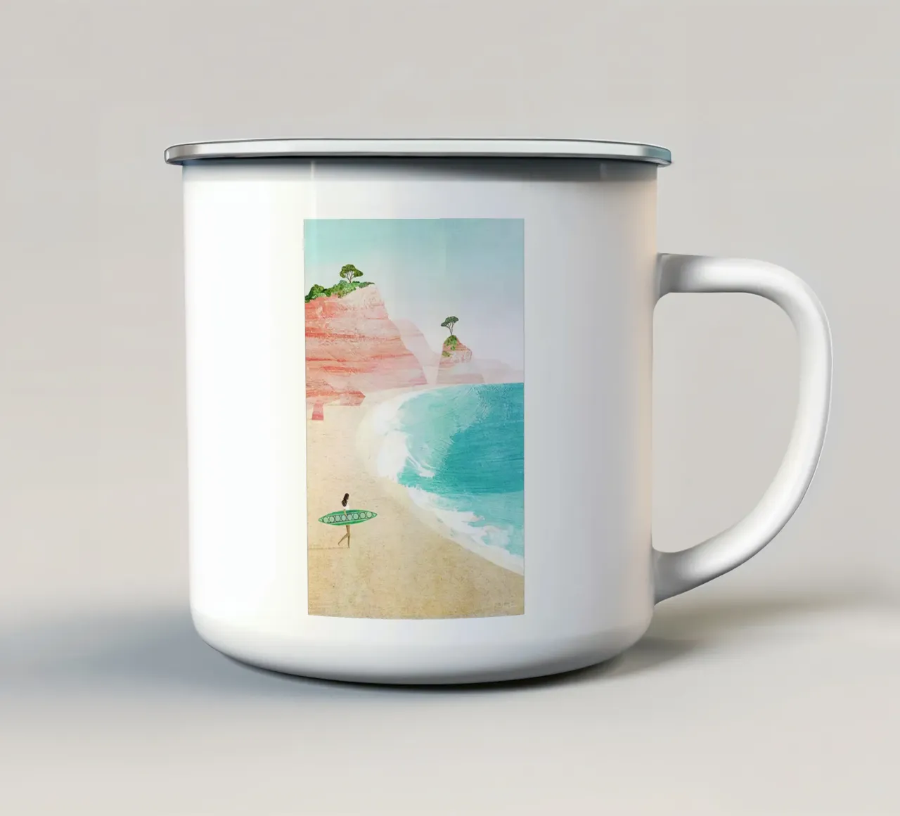 in vacanza da soli tazza in smalto da damon store