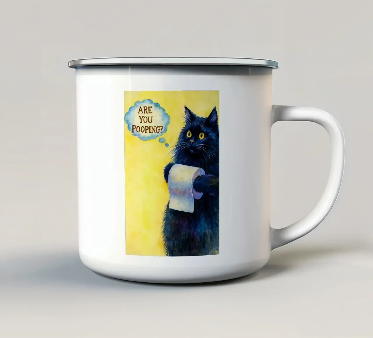stai facendo la cacca di gatto dipingendo tazza in smalto da Goldend