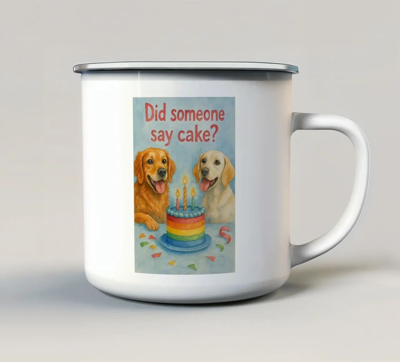 Compleanno del cane dipinto tazza in smalto da Goldend