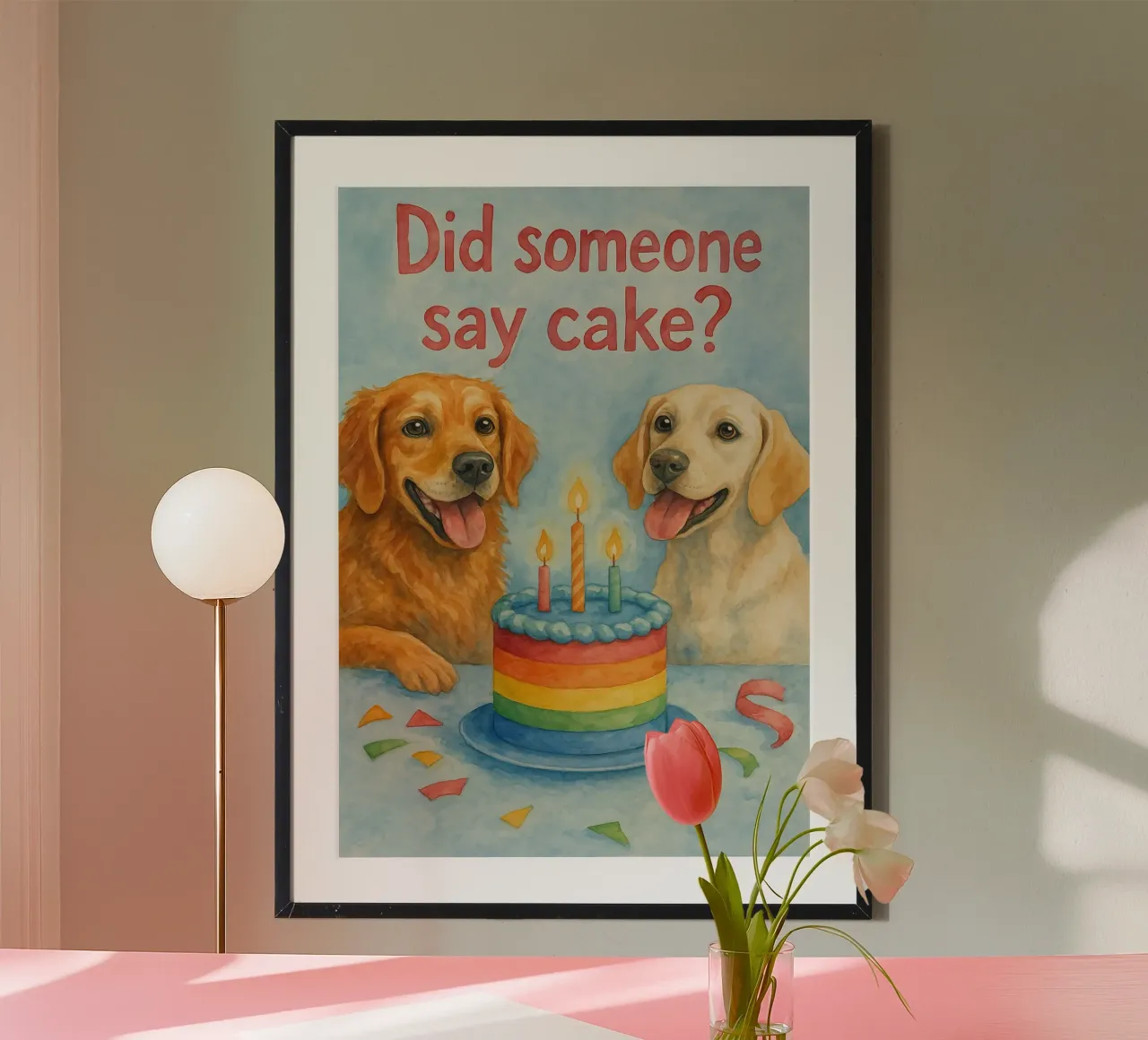 Compleanno del cane dipinto poster da Goldend