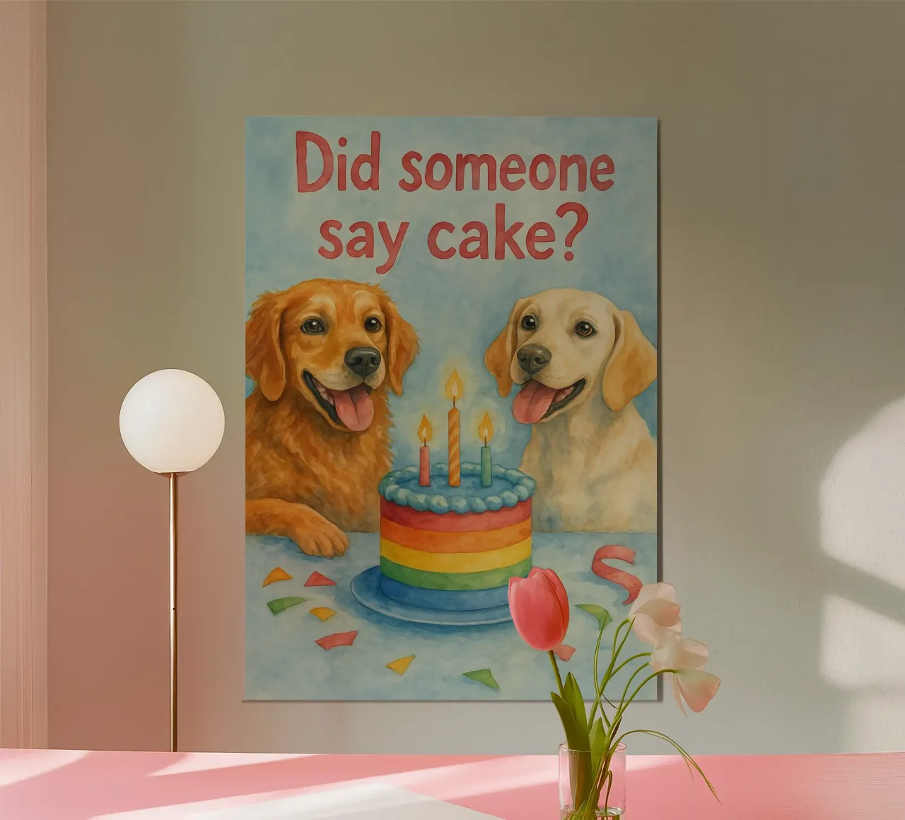 Compleanno del cane dipinto poster da Goldend