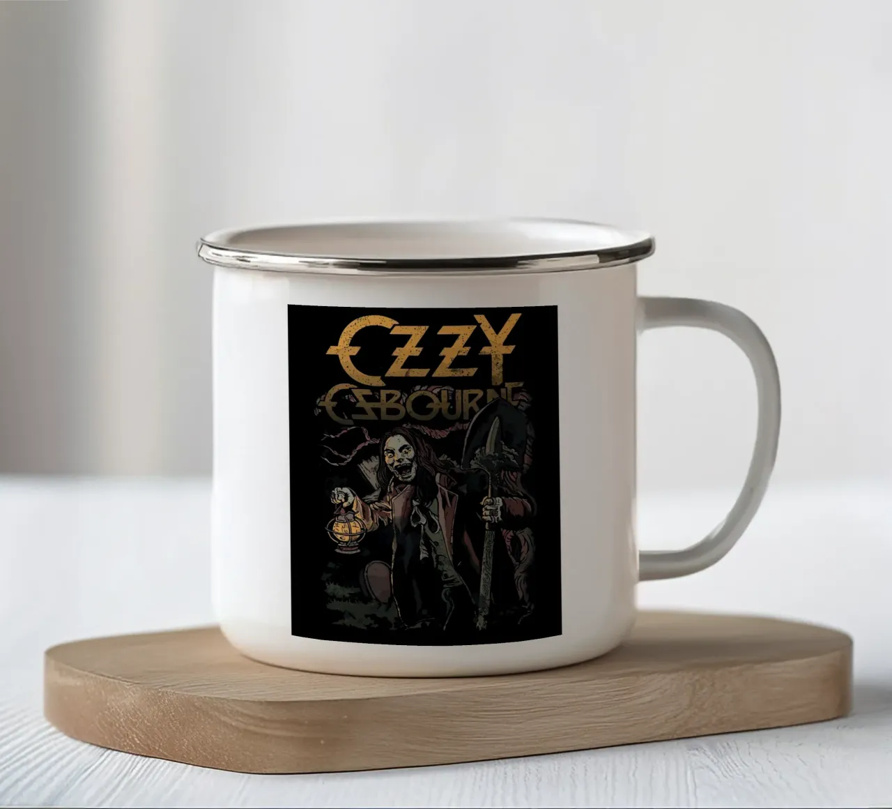 Ozzy Osbourne tazza in smalto da Musadad Shop