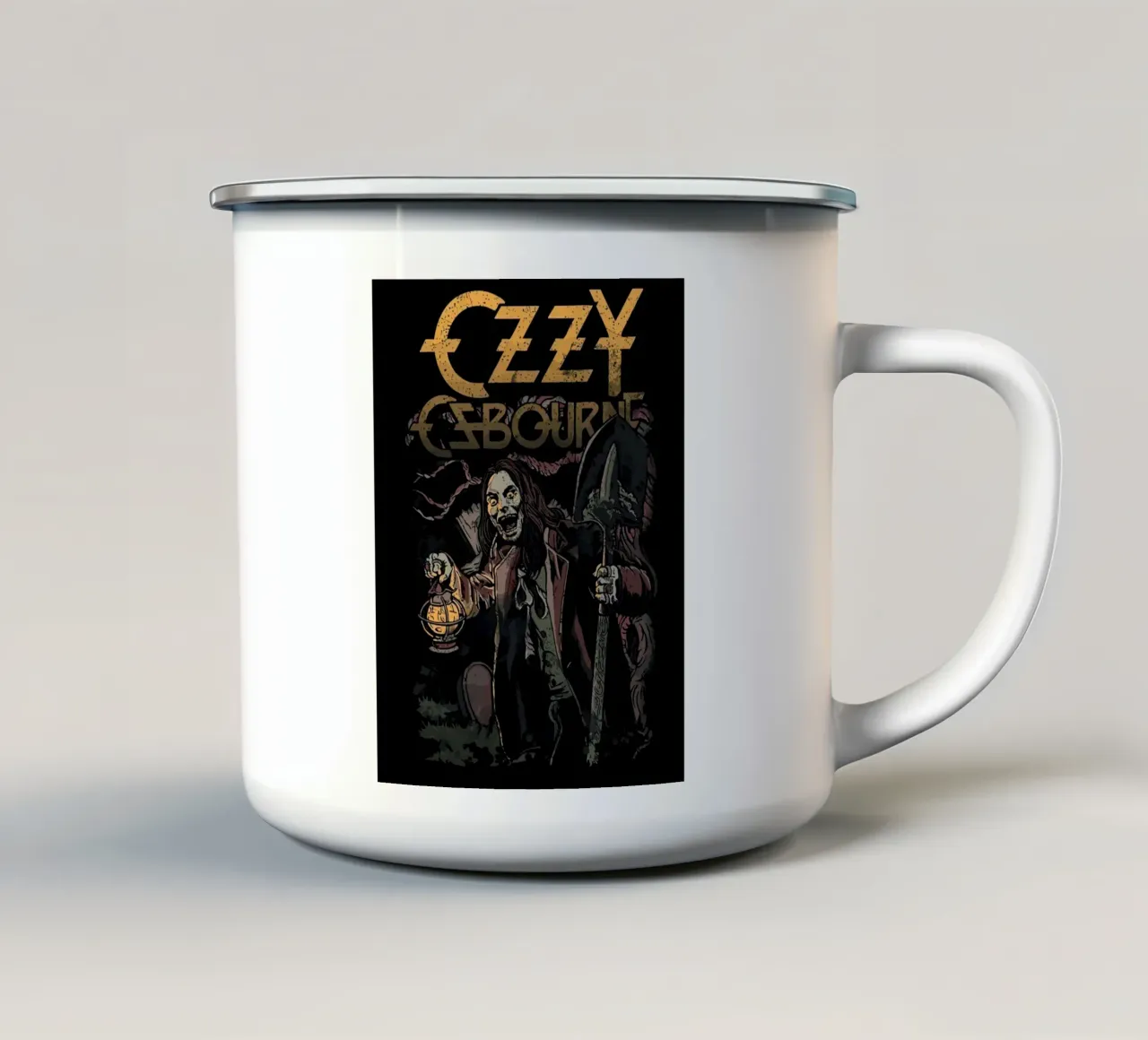 Ozzy Osbourne tazza in smalto da Musadad Shop