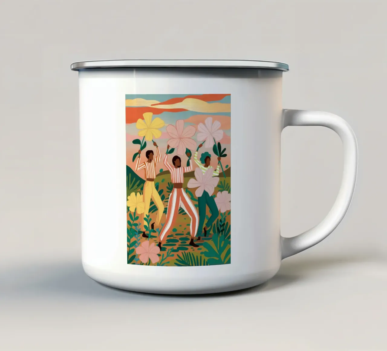 Amicizia in fiore tazza in smalto da Line Fable
