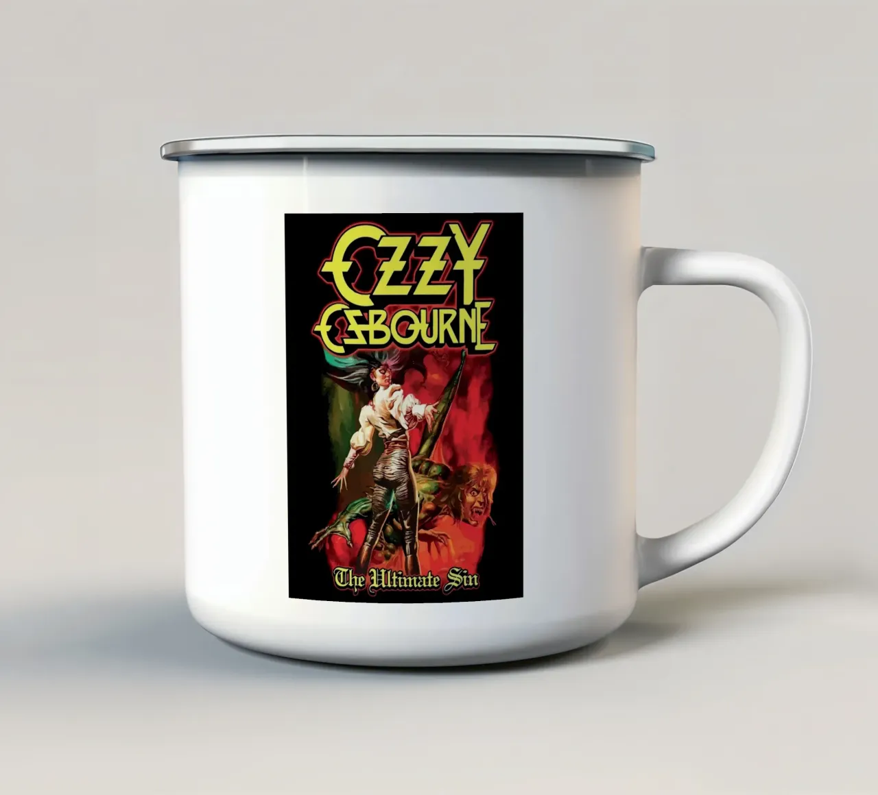 Ozzy Osbourn Emaille Tasse von Musadad Shop