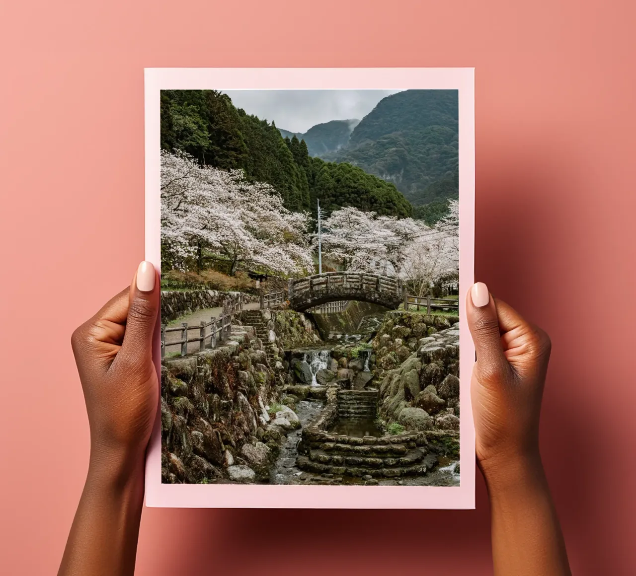 Paesaggio di ciliegi in fiore a Kyushu, Giappone foglio adesivo da Marcel Bisig