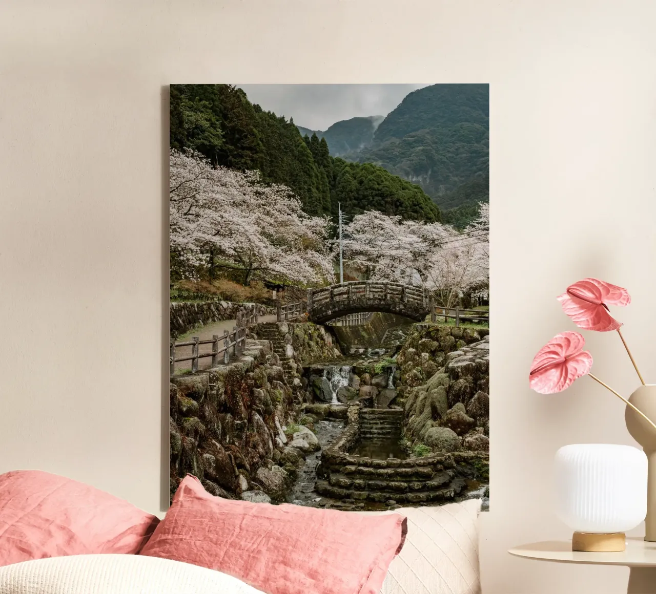 Paesaggio di ciliegi in fiore a Kyushu, Giappone tela con Cornice a cassetta da Marcel Bisig