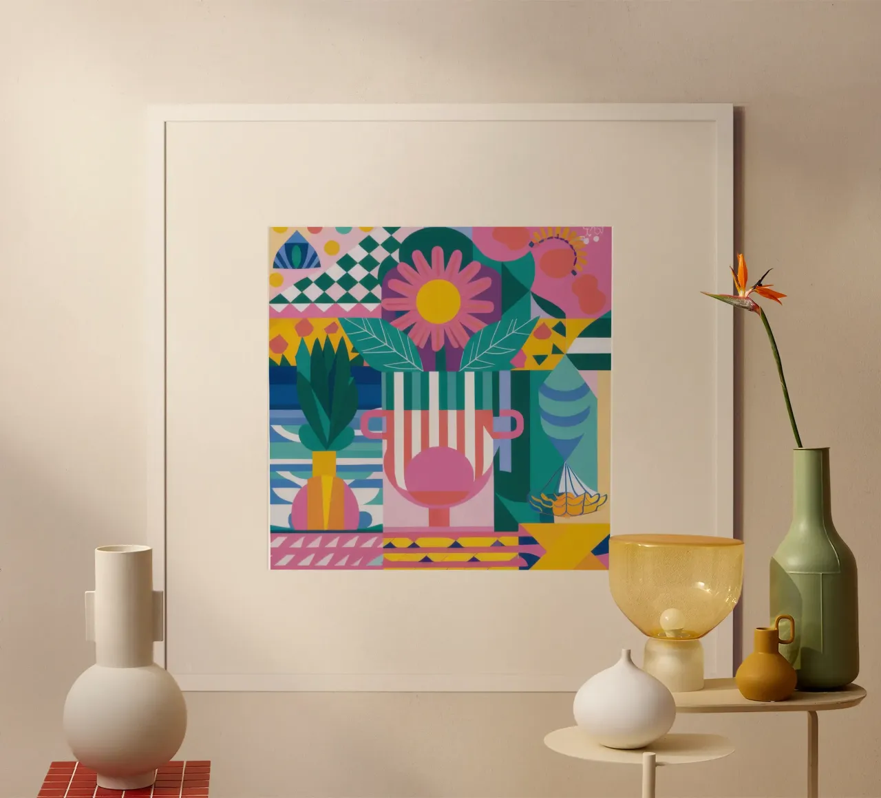 Sedia rosa Stillness poster con telaio in alluminio da Lunar Valentina