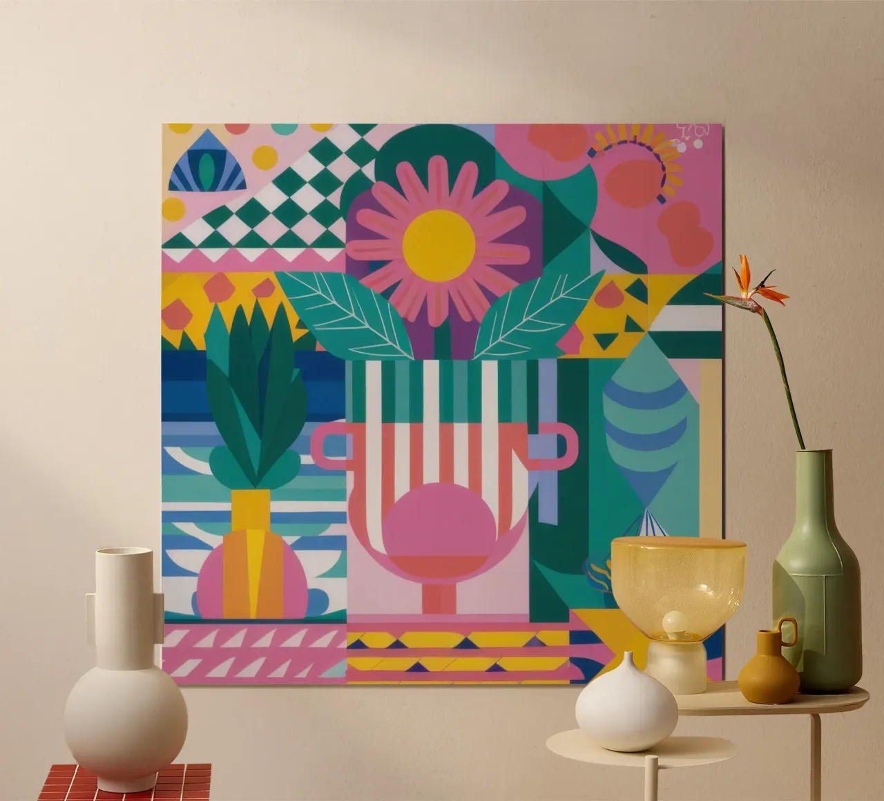 Sedia rosa Stillness poster con telaio in alluminio da Lunar Valentina