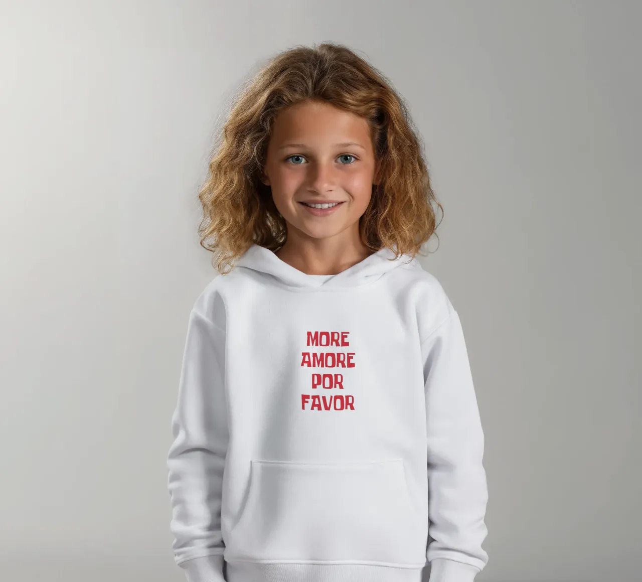Più amore per favore felpa bambino con cappuccio da Vintagrafica