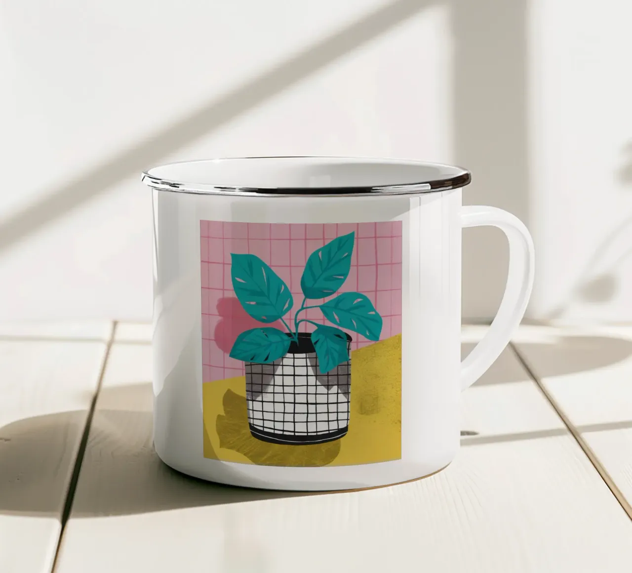 Impianto a filo minimalista tazza in smalto da Line Fable