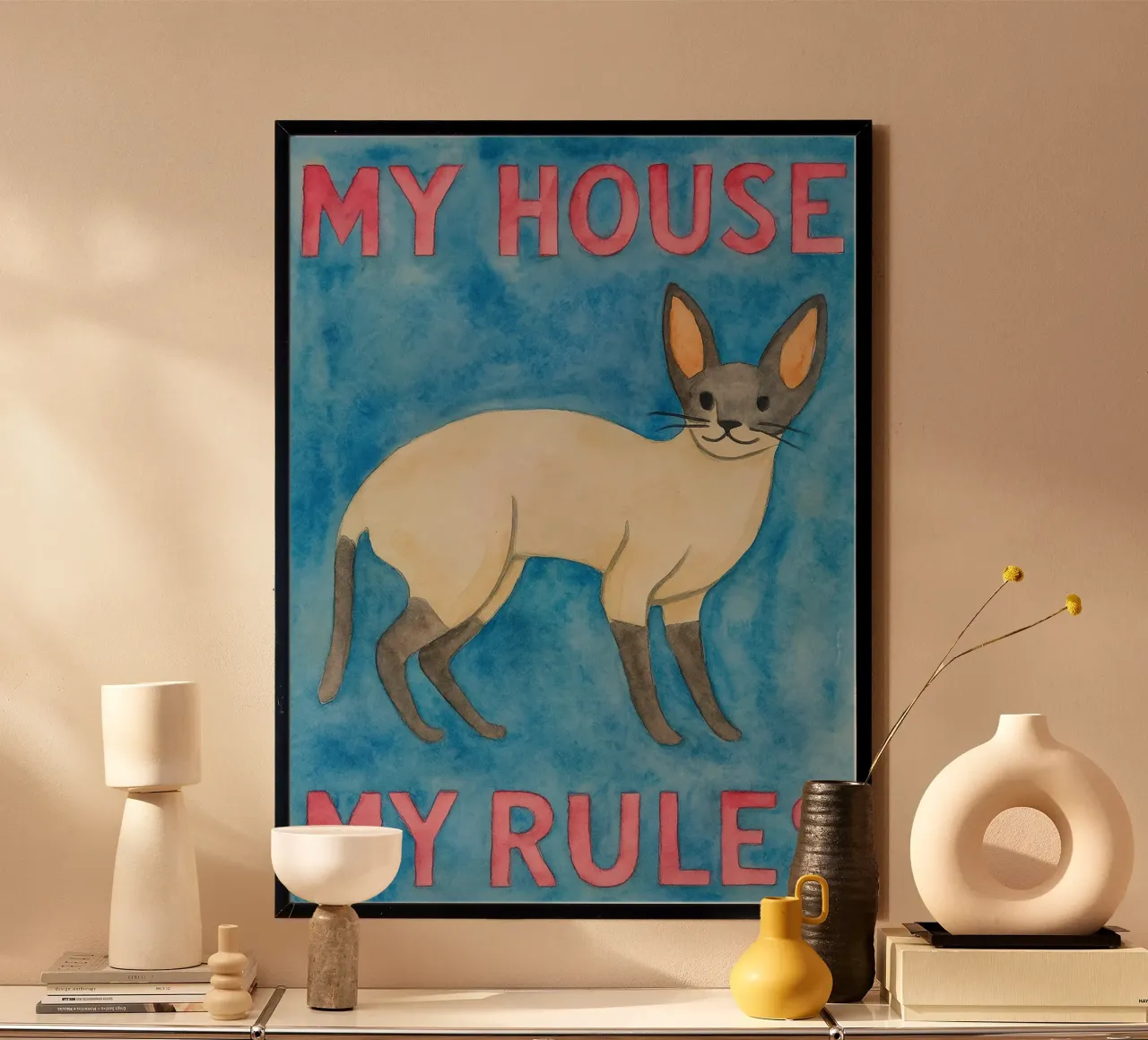 gatto la mia casa le mie regole pittura poster da Goldend