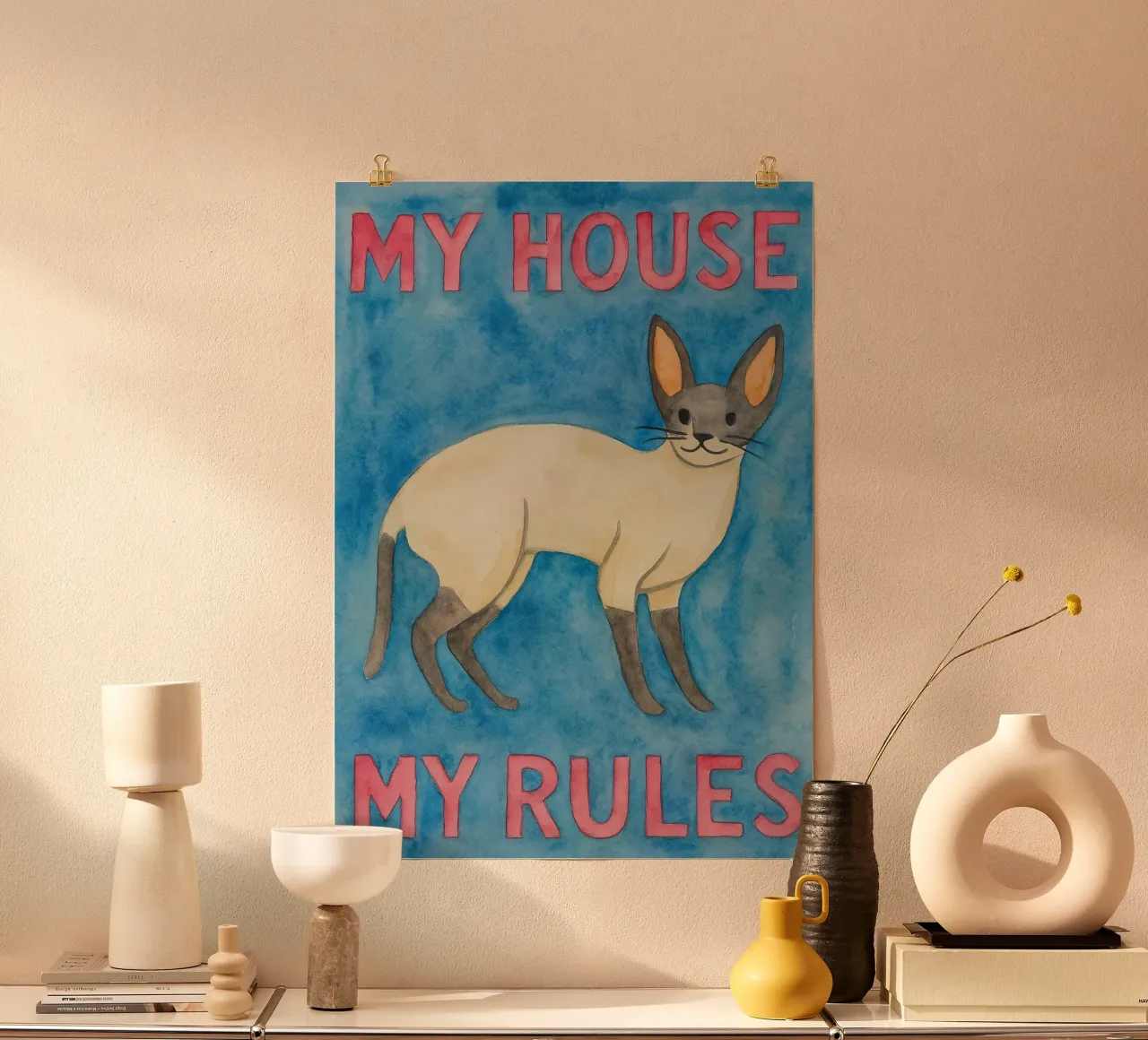 gatto la mia casa le mie regole pittura poster da Goldend