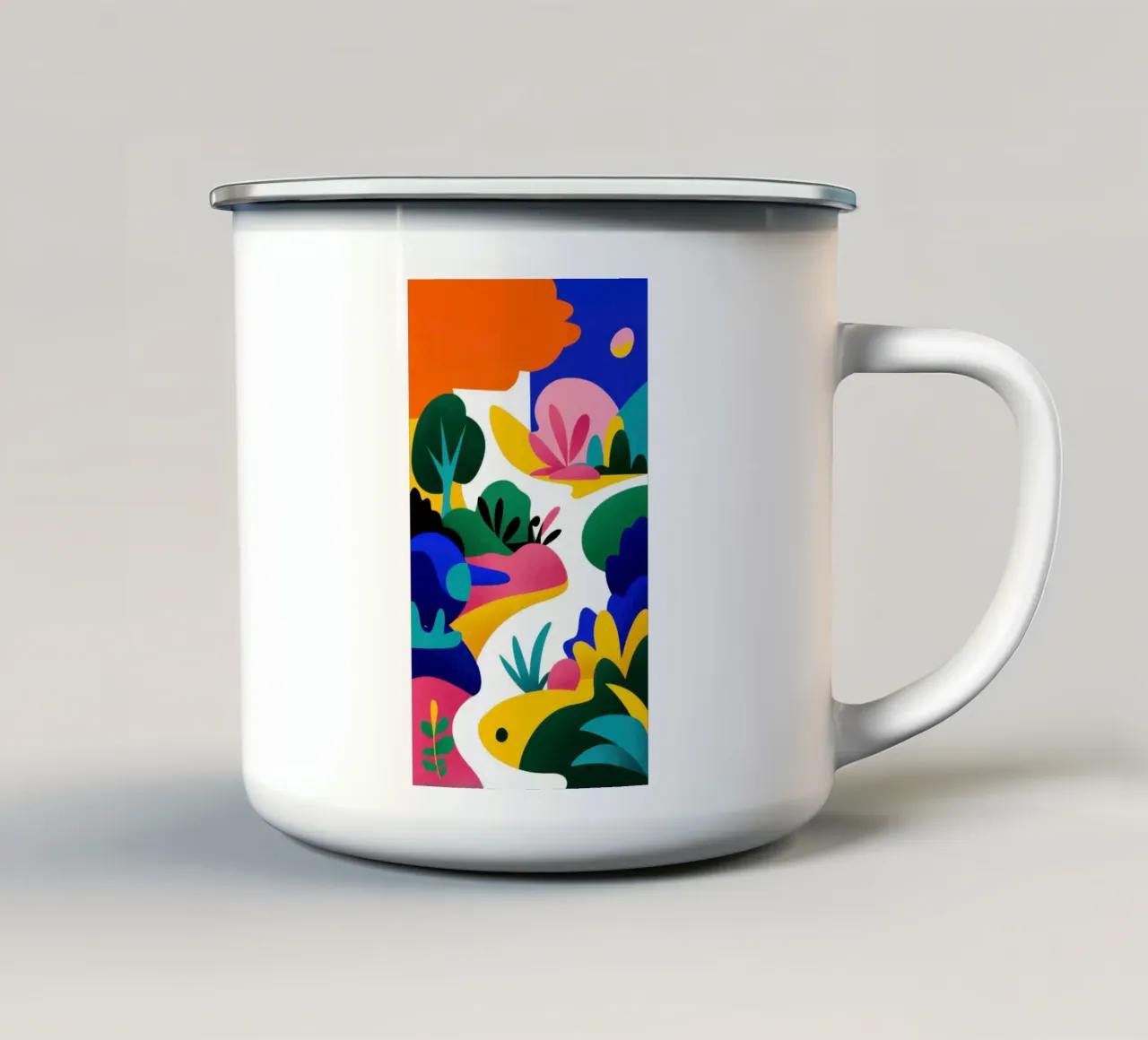 Abstrakte Vogelsymphonie Emaille Tasse von Line Fable