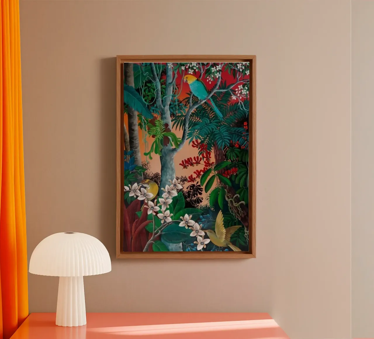 birds that live in the wilderness canvas with Floater frame by taylor shop