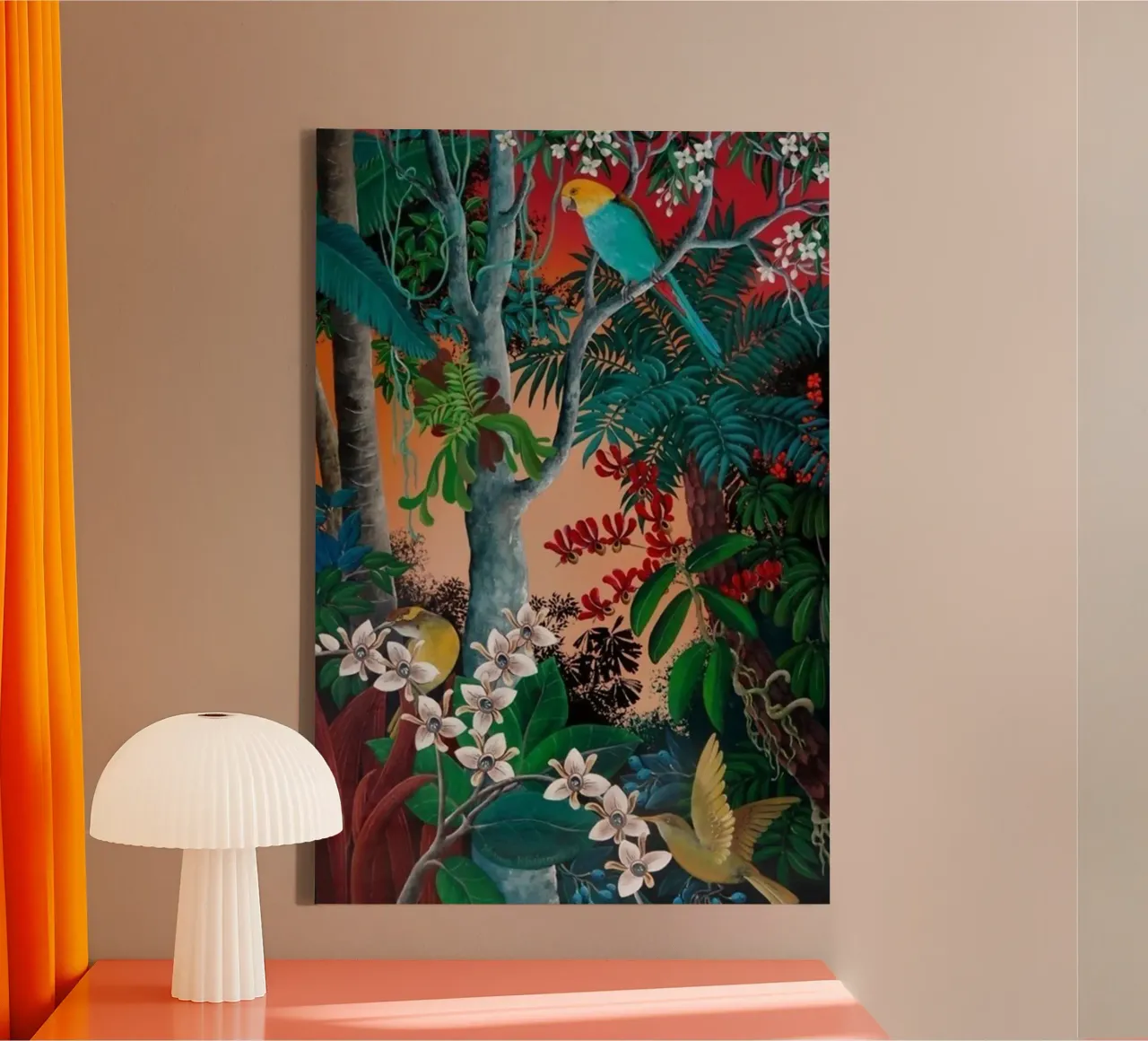 birds that live in the wilderness canvas with Floater frame by taylor shop