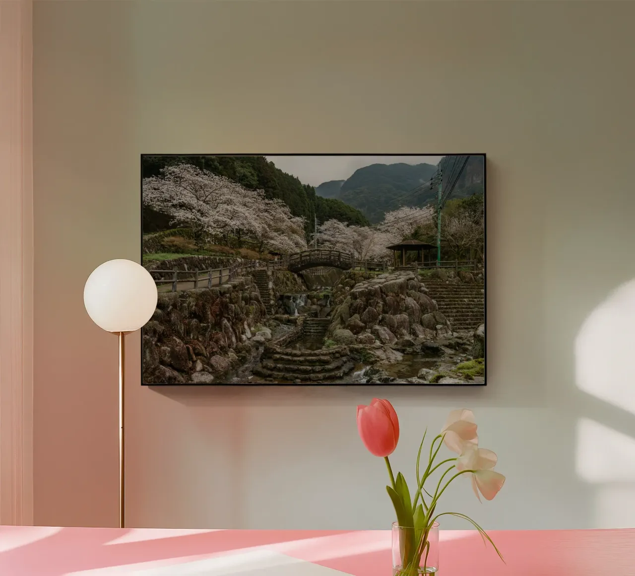 Cherry Blossom Landscape in Kyushu, Japan acrylic glass by Marcel Bisig